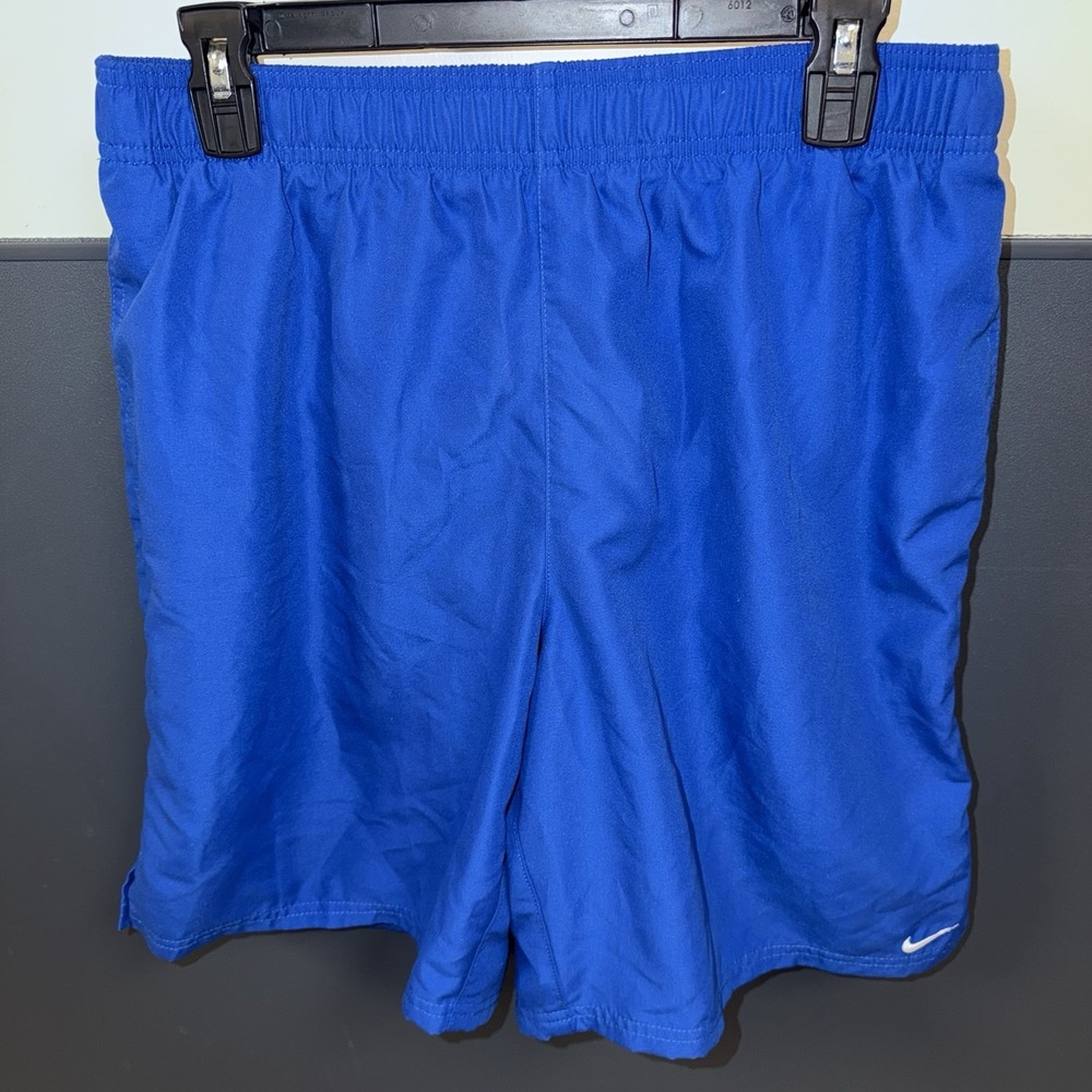 Mens Large Nike Swim Trunks Board Shorts embroidery Swoosh 9" inseam Game Royal